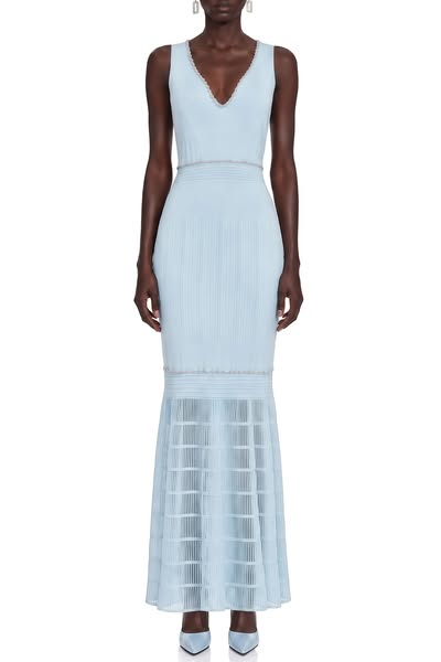 Emmeline Blue Sleeveless Knitted Maxi Dress
