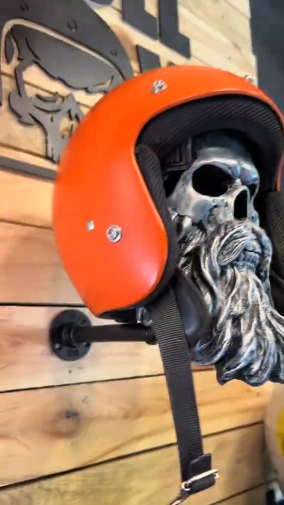 Wall Mounted Motorcycle Skull Helmet Rack