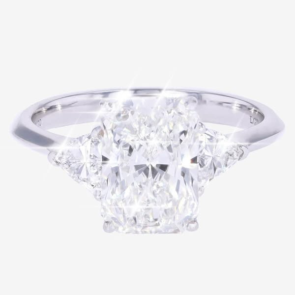 18ct White Gold Real Diamond Lab-Grown Radiant Cut + Trillion 3.00ct - Warren James