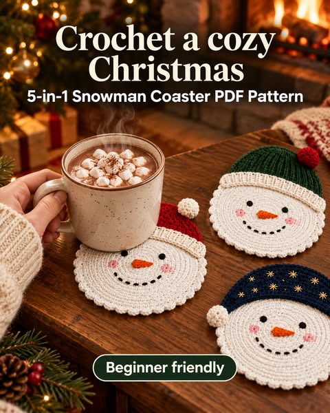 Crochet Your Own Christmas Snowman Coasters!