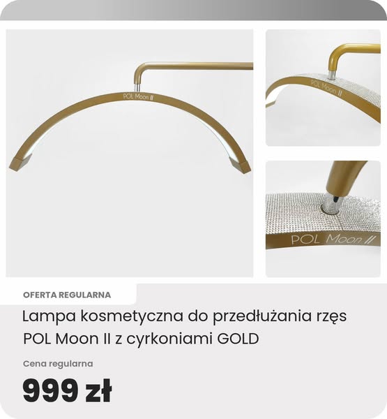 Lampa kosmetyczna do przedłużania rzęs POL Moon II z cyrkoniami GOLD