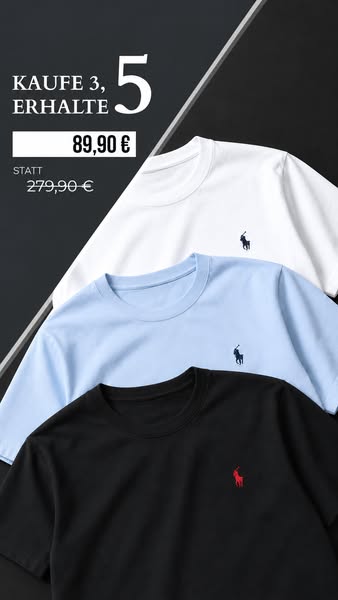 5 T-Shirts – Sommer-Endverkauf, 70% Rabatt