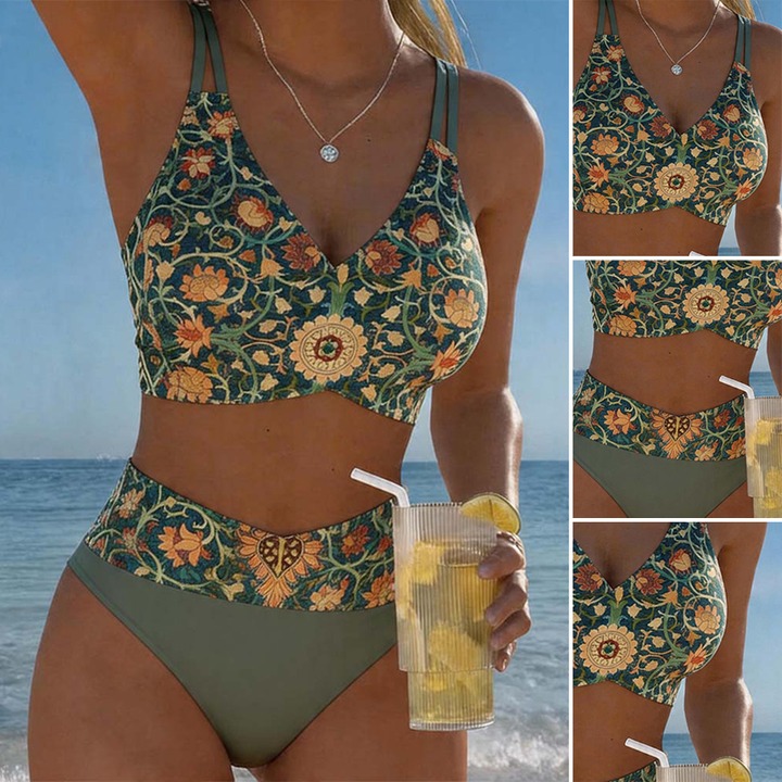 Vintage Floral Print Sexy Bikini