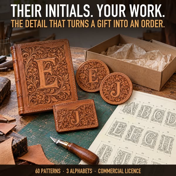 60 Carving Patterns + 3 Alphabets