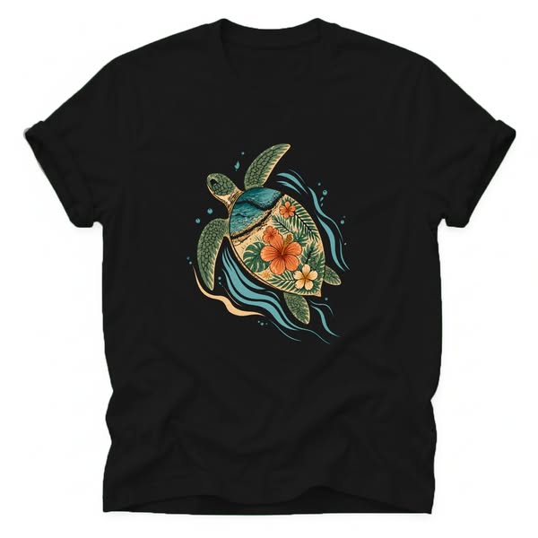 Floral Sea Turtle T-Shirt