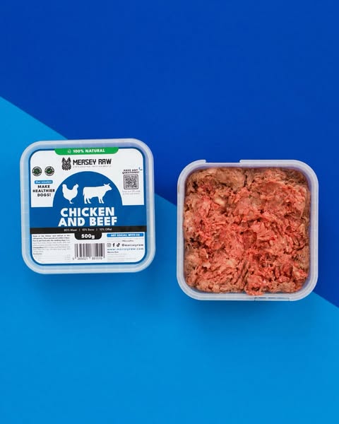 Chicken & Beef Raw Dog Food 500g Frozen Complete Mince Meat 80/10/10