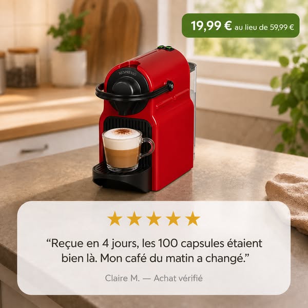 Nespresso Inissia + 100 capsules — 19,99 €