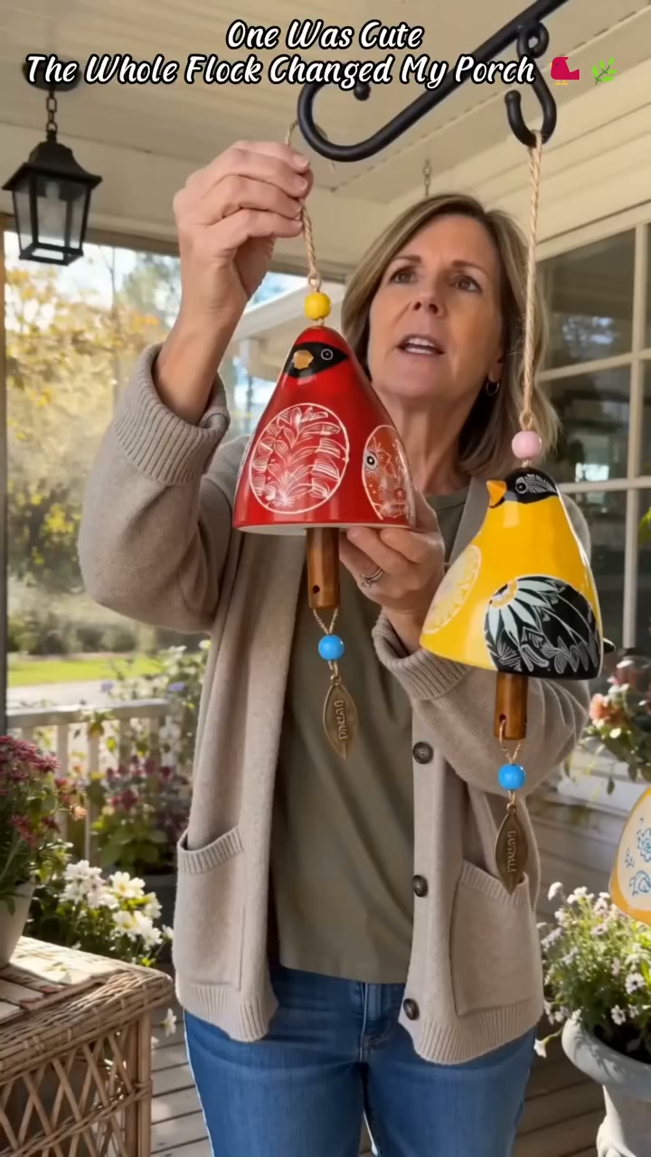 Hand-Painted Resin Bird Wind Chime