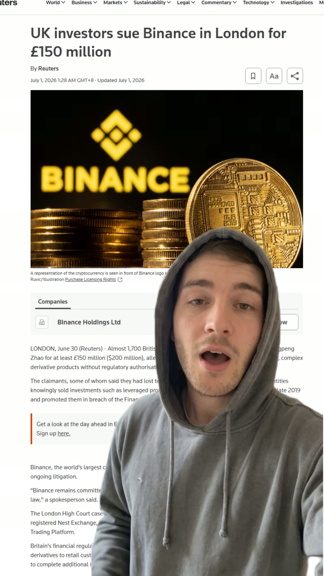 Around 1,700 people, one claim against Binance