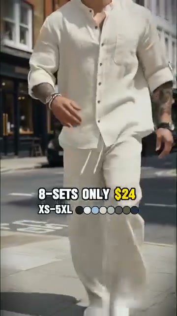 CLEARANCE! Lightweight Linen Matching Set for Men | XS-5XL Available