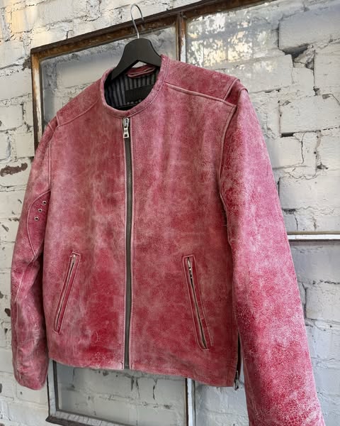 RED RACER CUT LEATHER JACKET