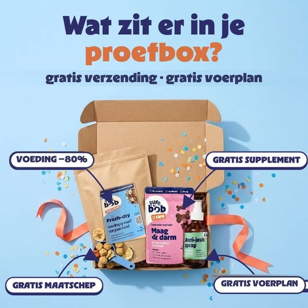 Proefbox voor je hond. Tot 80% korting.