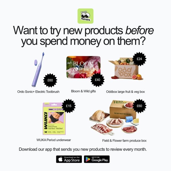 Download our app that sends you new products to review every month.