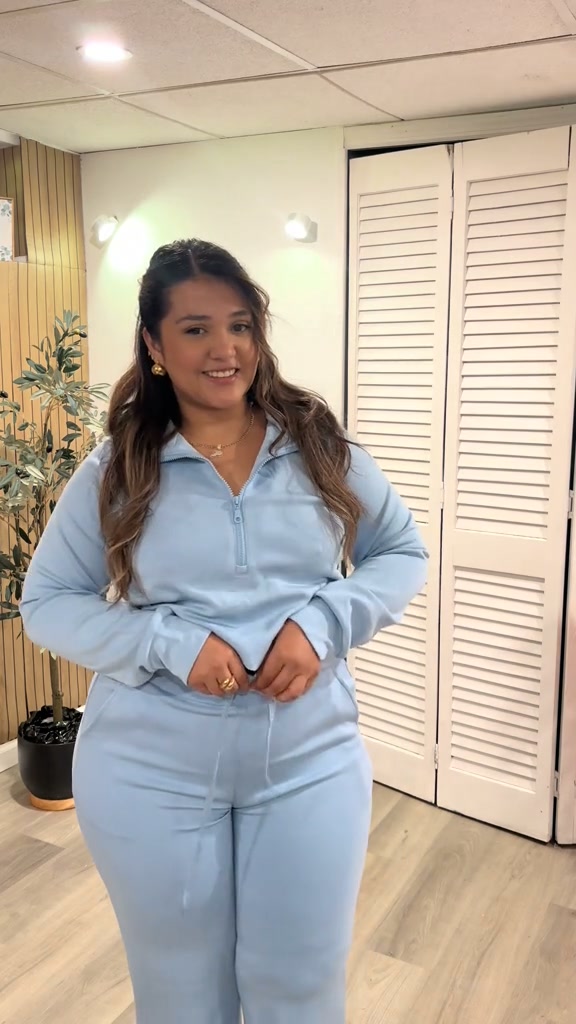 Cozy Half‑Zip Sweatsuit Two‑Piece Set