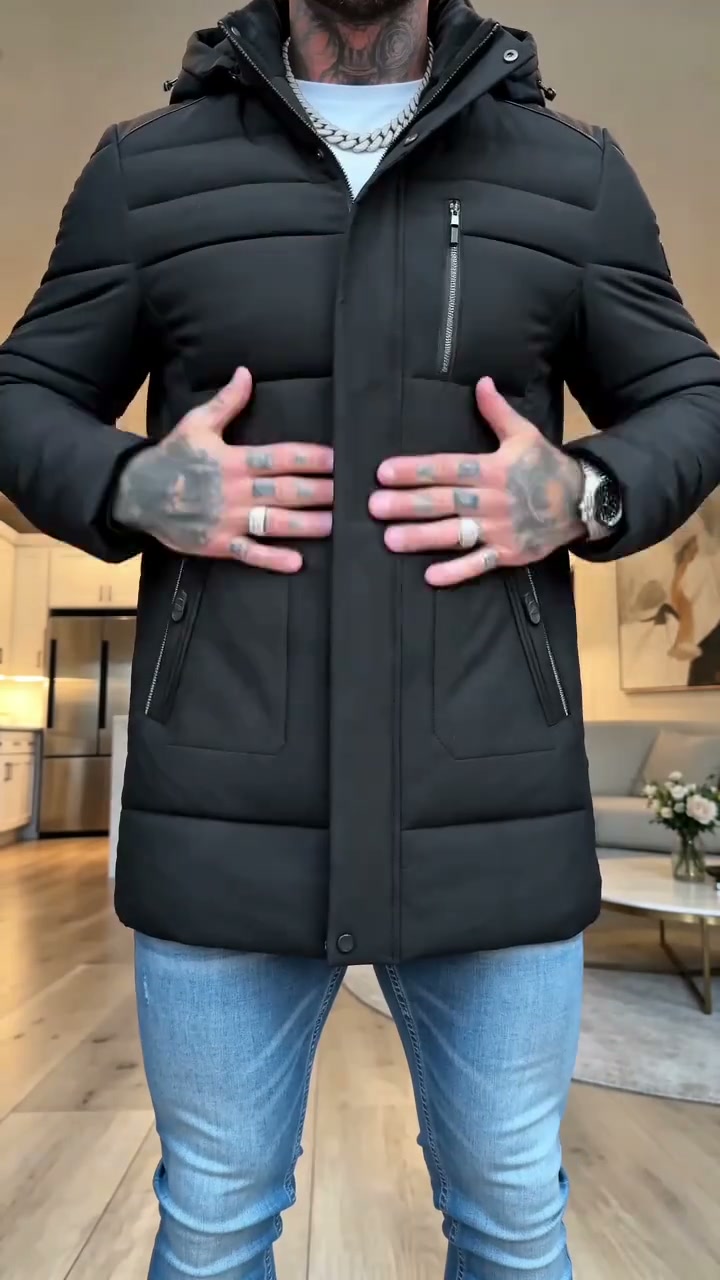 Gratis verzendingHalflange Heren Winterjas met Dikke Voering – Zakelijke & Casual Katoenen Jas voor Comfort en Warmte