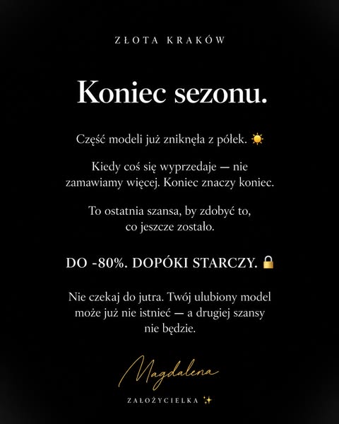 Koniec sezonu. Do -80%.