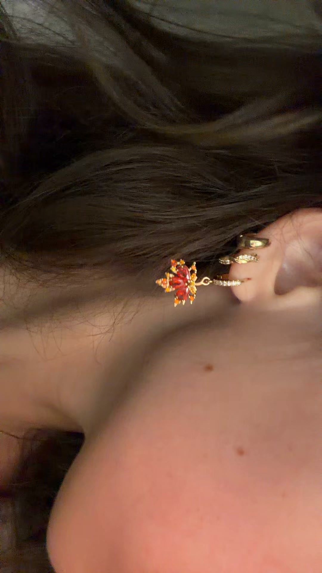 Maple Leaf Gemstone Dangle Earrings