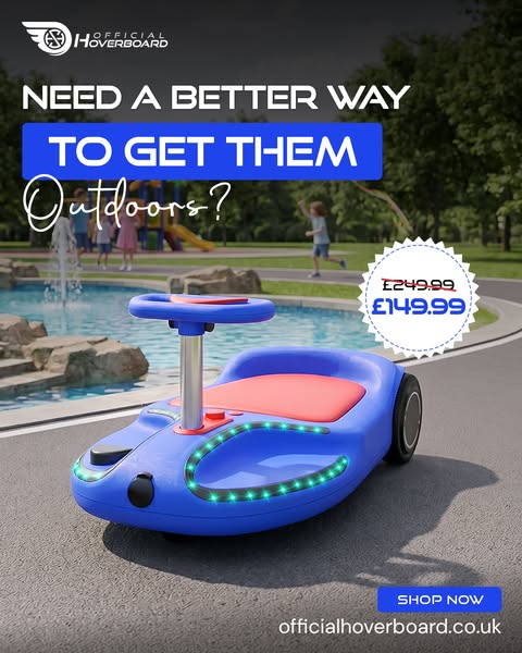 WizzKart - Ride On Car with Bluetooth Speaker & Disco LED