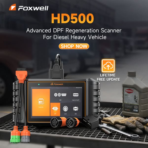 Foxwell HD500 Heavy Duty Truck Scanner with DPF Regen, Injector Cutoff, Limit Setting, Full System Diesel Diagnostic Scan Tool