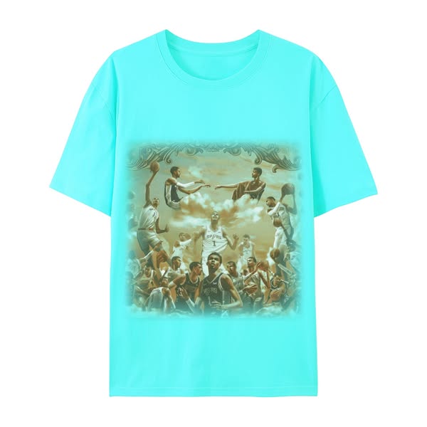 Unisex "San Antonio Spurs X New York Knicks " cotton short-sleeve T-shirt Cyan-3XL
