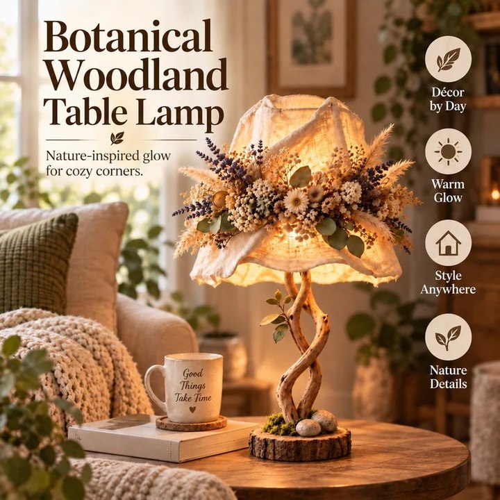 50% OFF Botanical Woodland Table Lamp Warm Glow & Nature-Inspired Decor