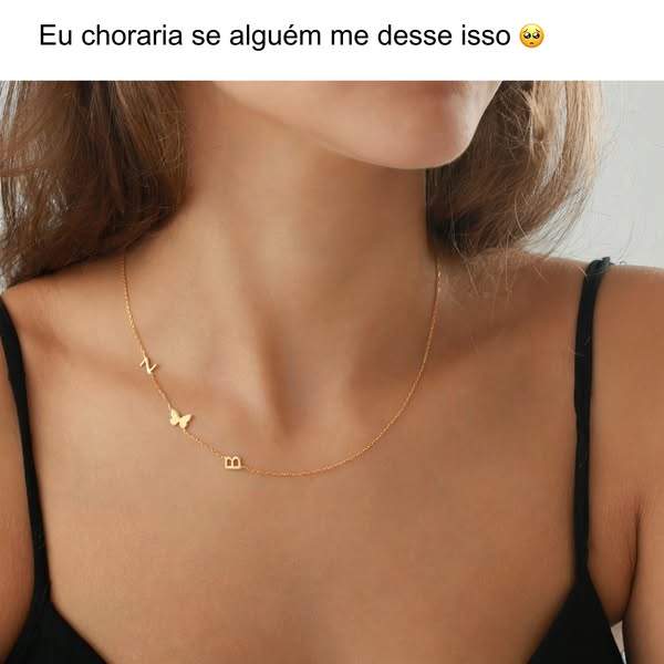 Colar de Iniciais Laterais Personalizado