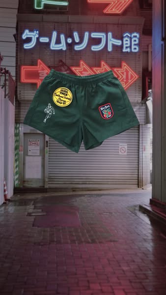 Vintage Patch Basketball Shorts (Forest Green)
