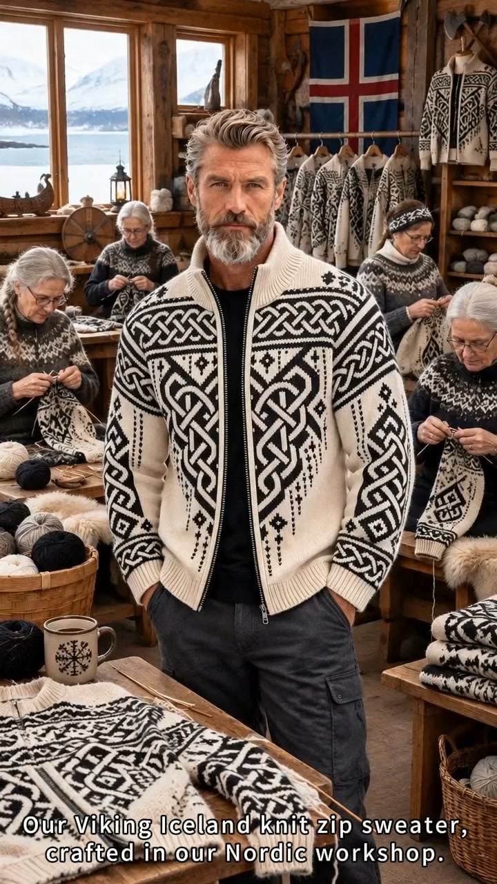 Vintage Nordic Knit Hooded Jacket | Fall & Winter Essential