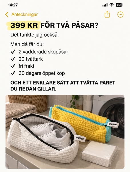 2 skopåsar + 20 tvättark – 399 kr