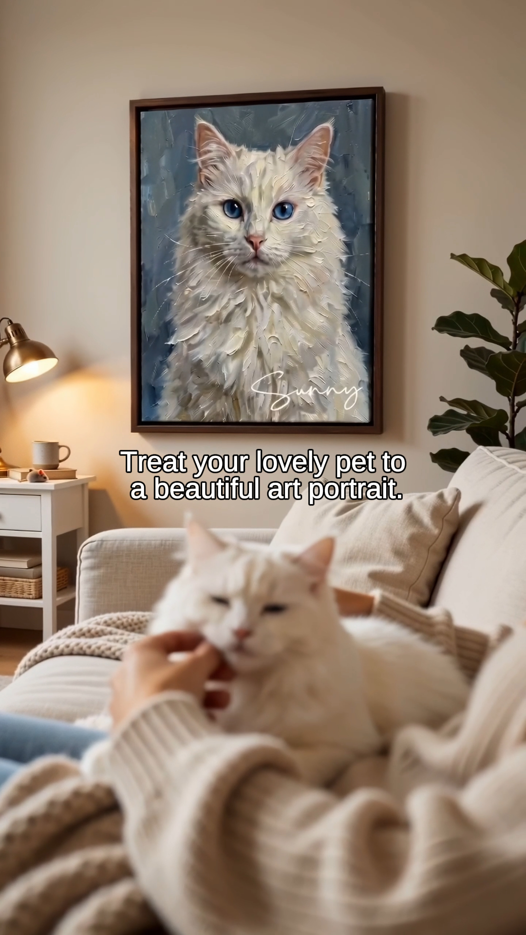 Personalized Modern Painting Texture Style Pet Photo Canvas Prints with Name Warm Minimalist Home Decor Ship from USA Birthday Gift for Pet