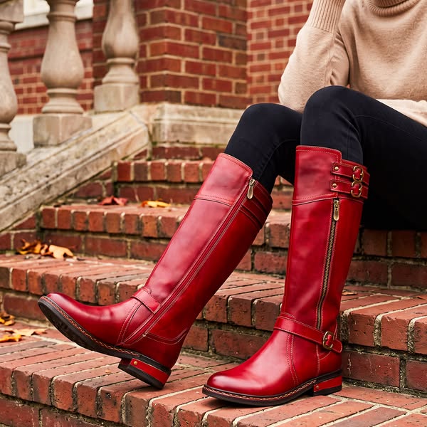 Crimson Love: Handcrafted Leather Boots