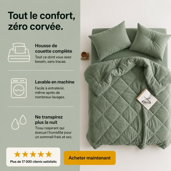 EasySleep® – La couette 2-en-1 à séchage rapide qui remplace vos draps