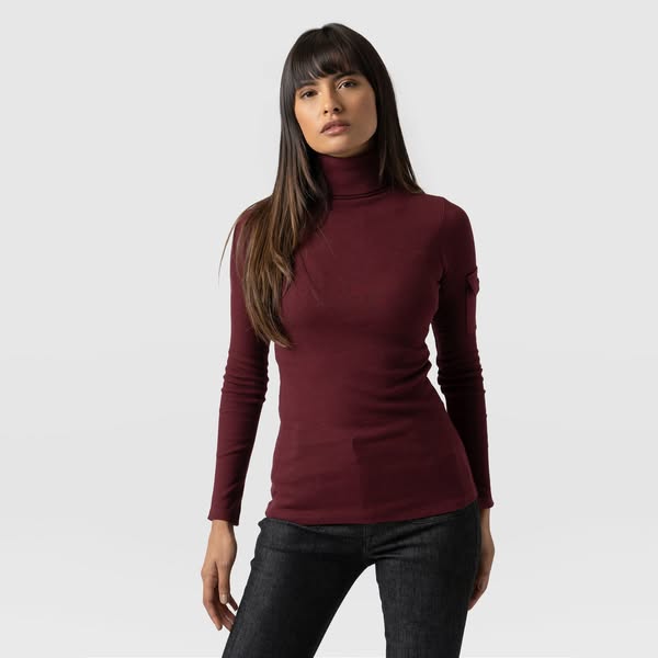 Pocket Roll Neck - Burgundy