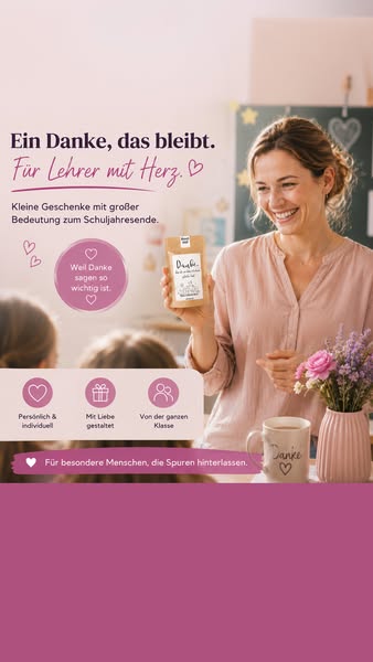 Persönliche Tee- & Kaffee-Tütchen für Lehrer/-innen zum Schuljahresende.