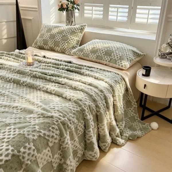 Checkered Grid Reversible Throw Blanket
