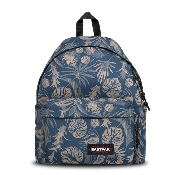 EASTPAK Mochila Escolar PADDED, 40 x 30 x 18 cm, Poléster, Fundo Azul com Folhagem Bege