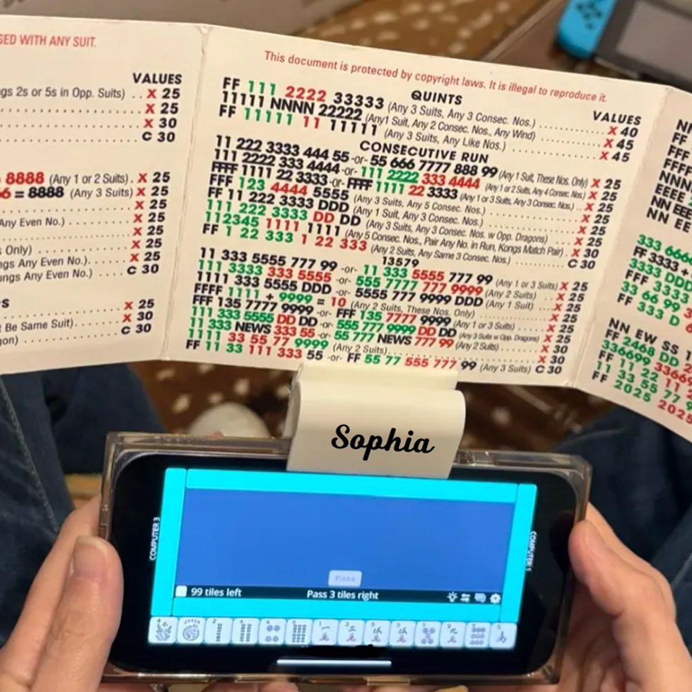 Personalized Universal Mahjong Card Holder for Online Play, Hands-Free Clip for Mahjong Rules Cards