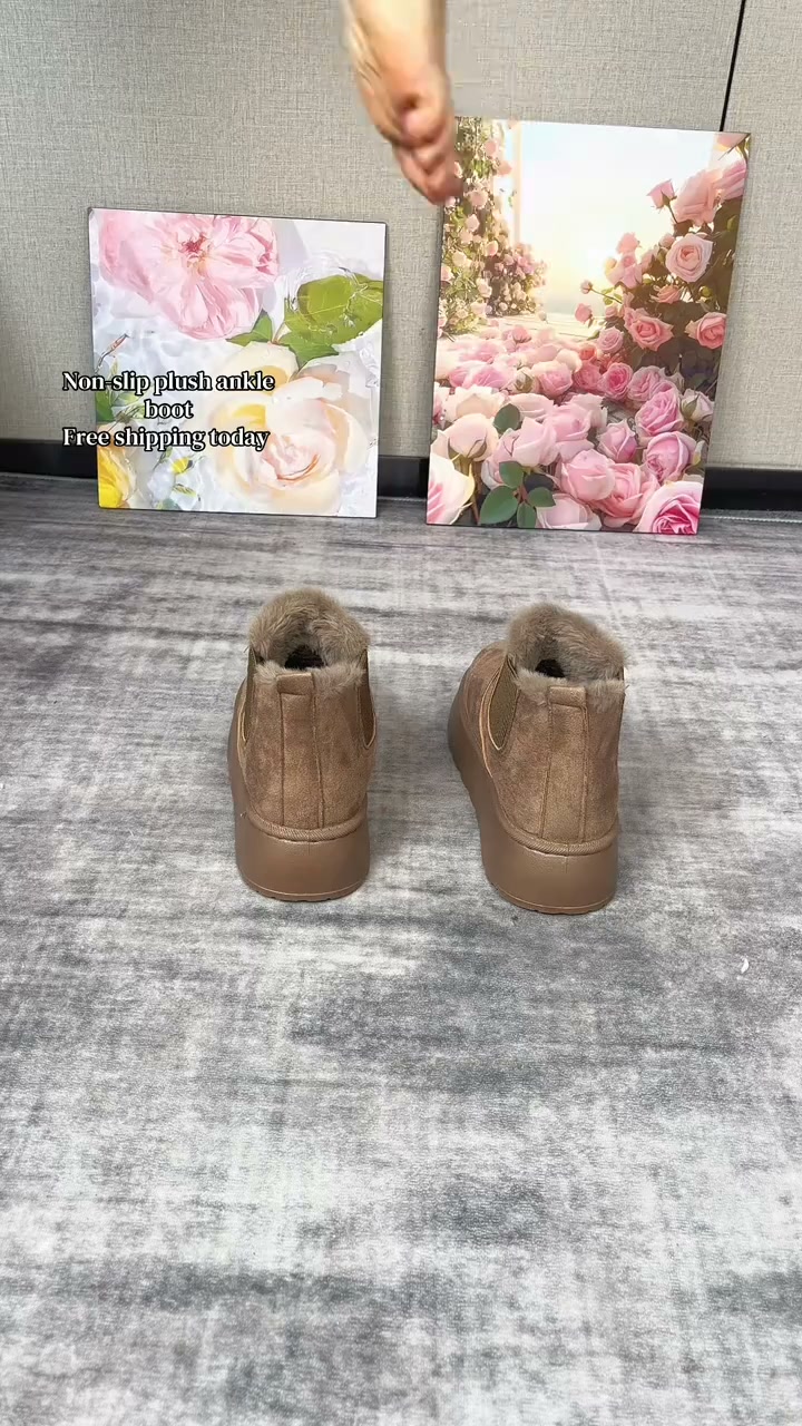 Bottes de Cheville de Neige Chaudes à Semelle Épaisse pour Femmes