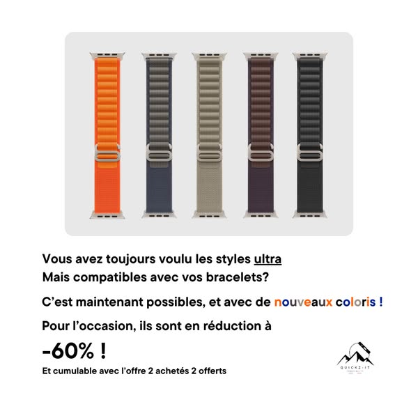 RUPTURE IMMINENTE ! 2+2 bracelets offerts Ajoutez-les vite à votre panier Livraison en 48H !