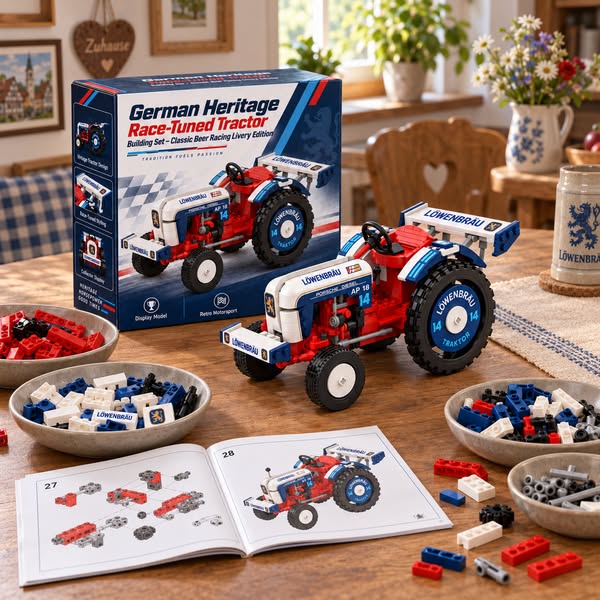 German Heritage Race-Tuned Tractor Building Set – Classic Beer Racing Livery Edition