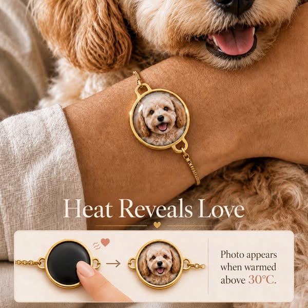 Personalized Heat-Activated Hidden Photo Adjustable Bracelet with Engraved Text