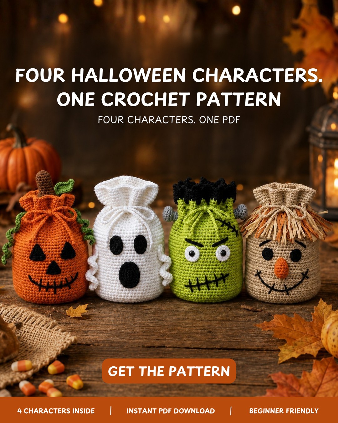 One Pattern. Four Halloween Characters. Zero Regrets.