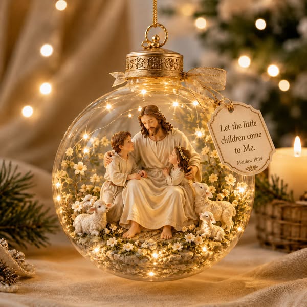 Last Day 50% OFF - Illuminated Christian Scripture Keepsake Ornaments - Matthew 19:14