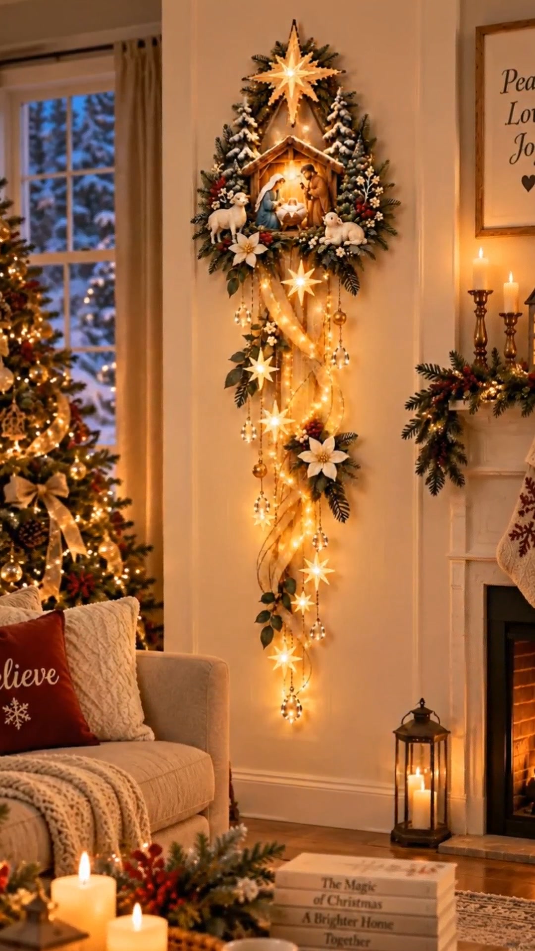 Turn a Tall Empty Wall Into a Christmas Welcome