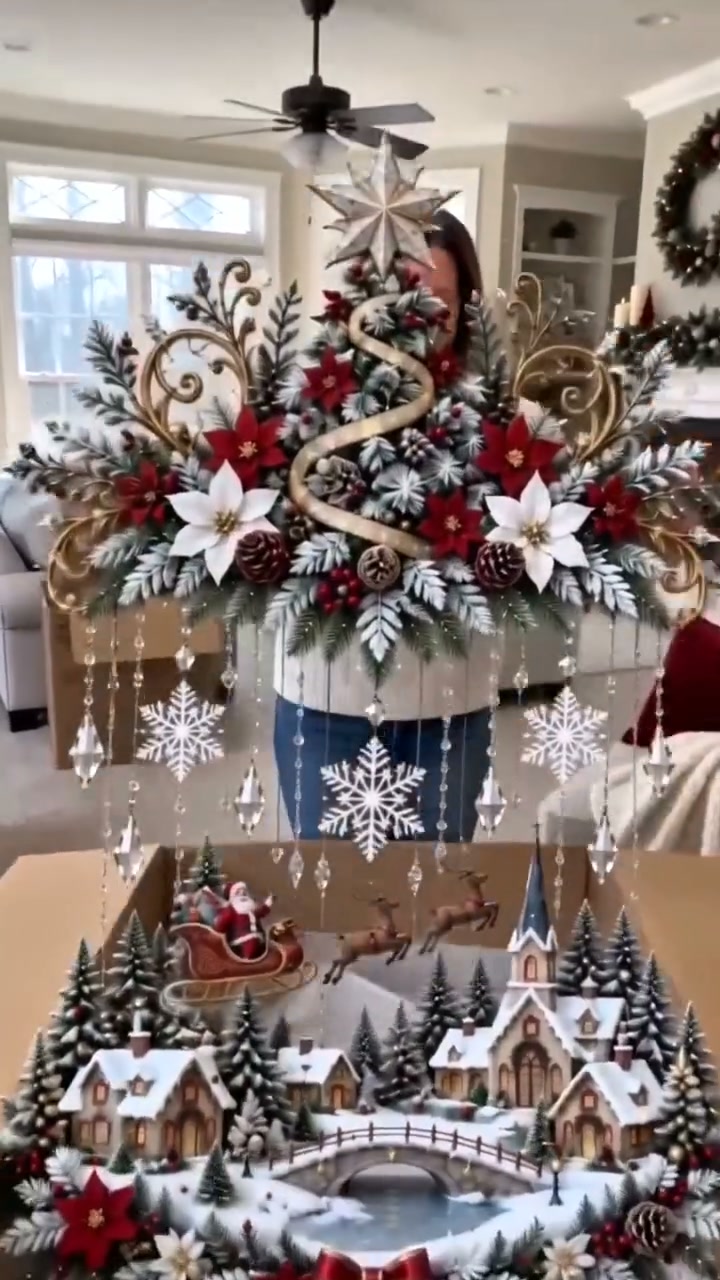 Beleuchteter Weihnachtsbaum-Wandbehang mit warmem Licht