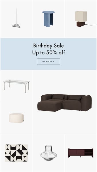 Furniture & accessories up to 50% off