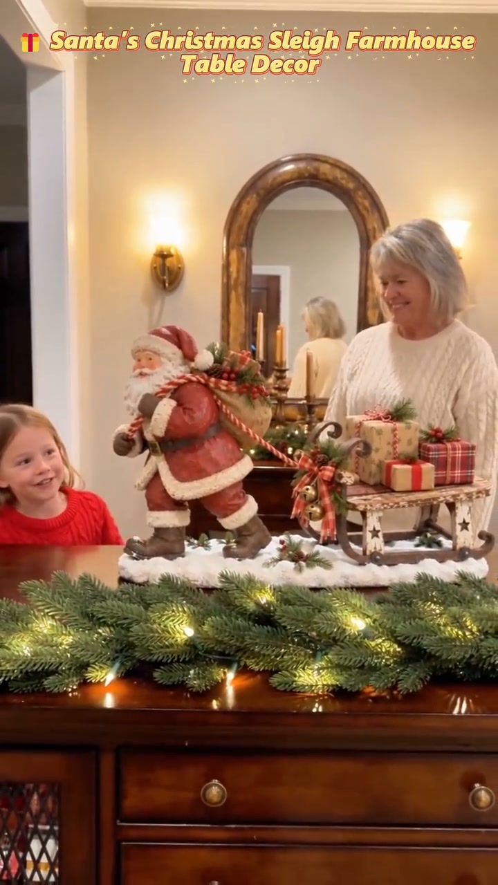 Santa Figurine Pulling Sleigh With Gift‑Boxes