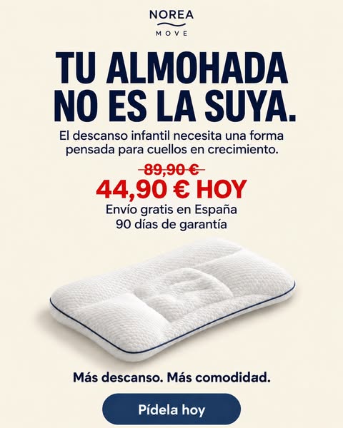 Almohada ergonómica infantil · 3 tallas