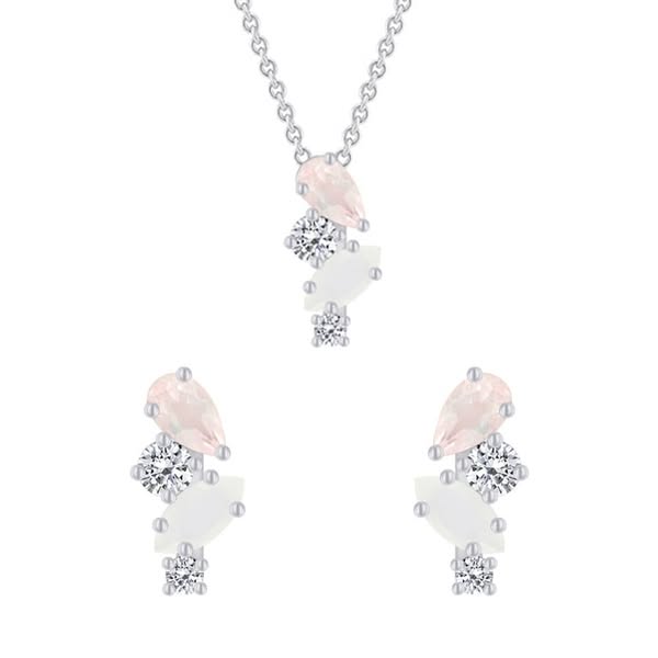 Schmuckset in Silber mit Topas, Rosenquarz und Mondstein Moby