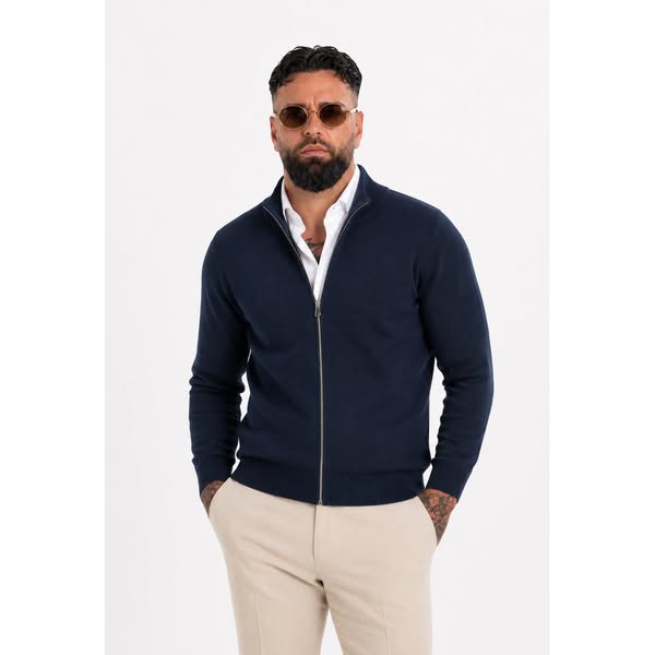 The Milano Zip Cardigan Navy